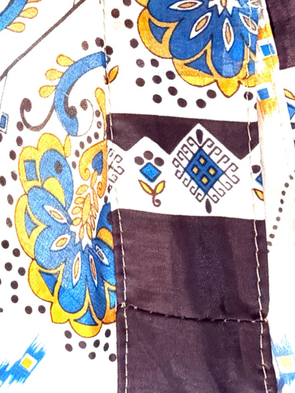 Henna 100% Silk Wrap Skirt In Royal Blue, Golden Yellow White and Gray-One Size - Picture 11 of 14